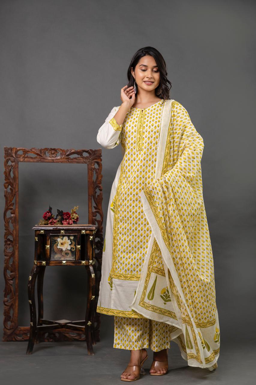 Everyday Comfort Cotton 60-60 Kurta Set – 3 Piece Dupatta Style Restocked