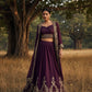 Elegant Wine Color Embroidered Indowestern Lehenga Set with Shrug Zari & Sequin Work Fully Stitched