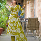Woman Lace with beat work Printed   Floral kurta Pant  with Dupatta