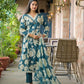Woman Lace with beat work Printed   Floral kurta Pant  with Dupatta