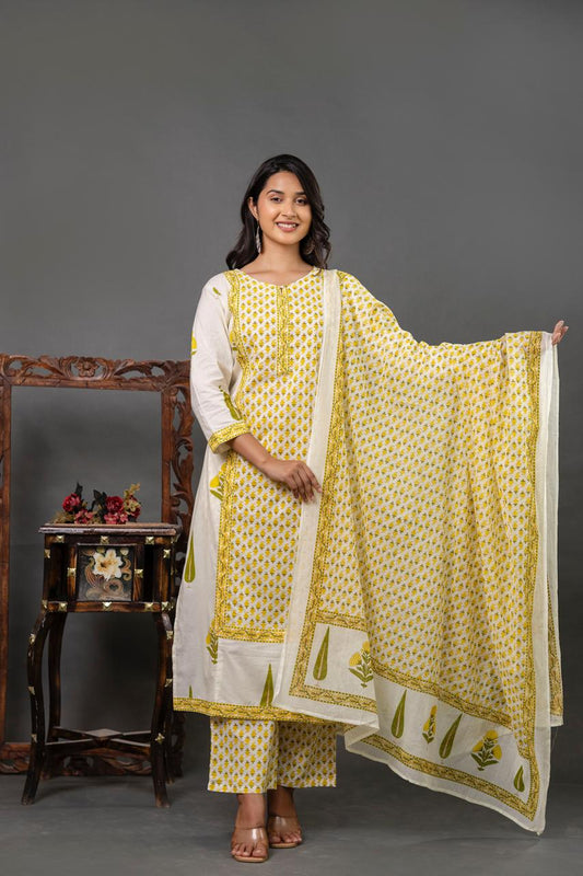 Everyday Comfort Cotton 60-60 Kurta Set – 3 Piece Dupatta Style Restocked
