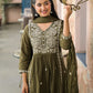 Traditional Anarkali Suit Set with Floral Embroidery 3pec set