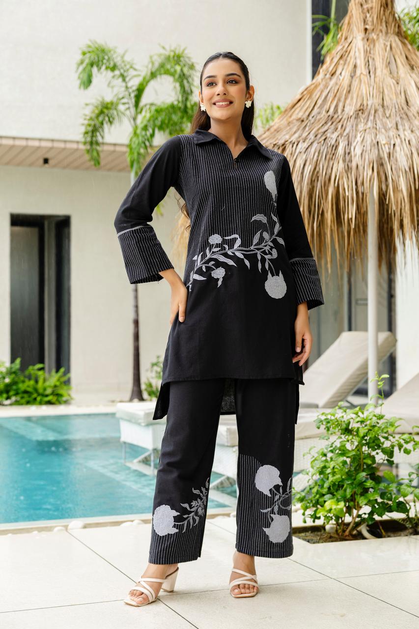 Elegant Silly Cotton 3-Piece Set with Fancy Embroidery & Lining