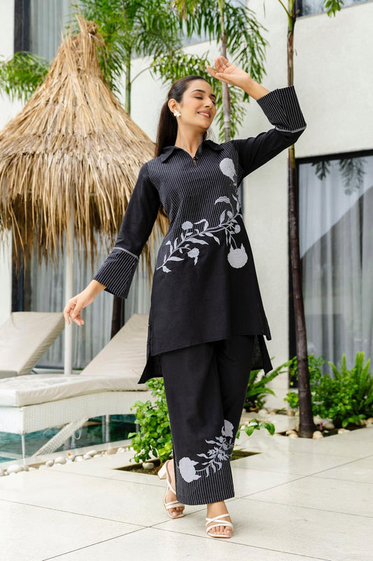 Elegant Silly Cotton 3-Piece Set with Fancy Embroidery & Lining