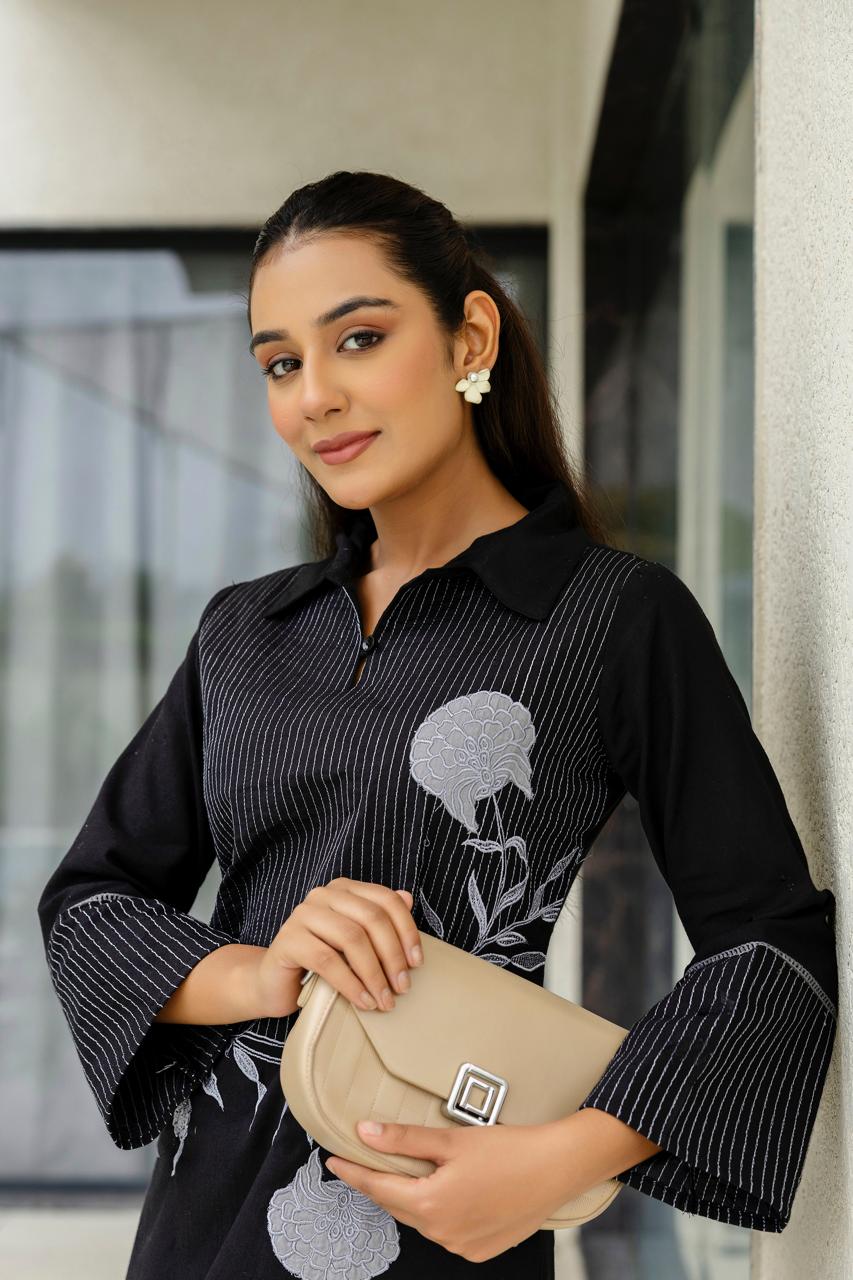Elegant Silly Cotton 3-Piece Set with Fancy Embroidery & Lining
