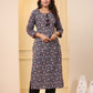 Women’s Cotton Printed Straight Kurti with Contrast Dupatta 3/4 Sleeve  Comfortable Daily Wear