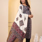 Women’s Cotton Printed Straight Kurti with Contrast Dupatta 3/4 Sleeve  Comfortable Daily Wear