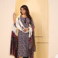Women’s Cotton Printed Straight Kurti with Contrast Dupatta 3/4 Sleeve  Comfortable Daily Wear