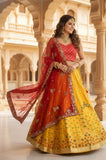 Elegant Banarasi Semi-Stitched Lehenga Set with Georgette Dupatta & Vintage Work C