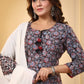 Women’s Cotton Printed Straight Kurti with Contrast Dupatta 3/4 Sleeve  Comfortable Daily Wear