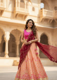 Elegant Banarasi Semi-Stitched Lehenga Set with Georgette Dupatta & Vintage Work F