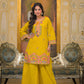 Premium Embroidered 3-Piece Ethnic Set – Kurta, Divider Palazzo & Dupatta