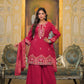 Premium Embroidered 3-Piece Ethnic Set – Kurta, Divider Palazzo & Dupatta
