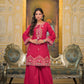 Premium Embroidered 3-Piece Ethnic Set – Kurta, Divider Palazzo & Dupatta