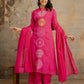 Stylish Front-Lined Silky Cotton Ethnic Suit with Embroidery