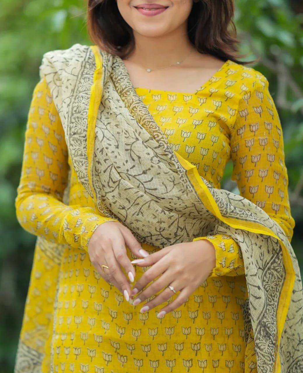 Premium Fine Kota Doria Kurti Pant Dupatta Suit Set