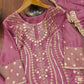 Premium Designer Embroidered Natural Crepe Sharara Suit Set with Sequins Work