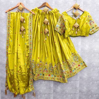 Pure Chinon Silk Sequins & Embroidery Chaniya Choli Set with Cutwork Lehenga G