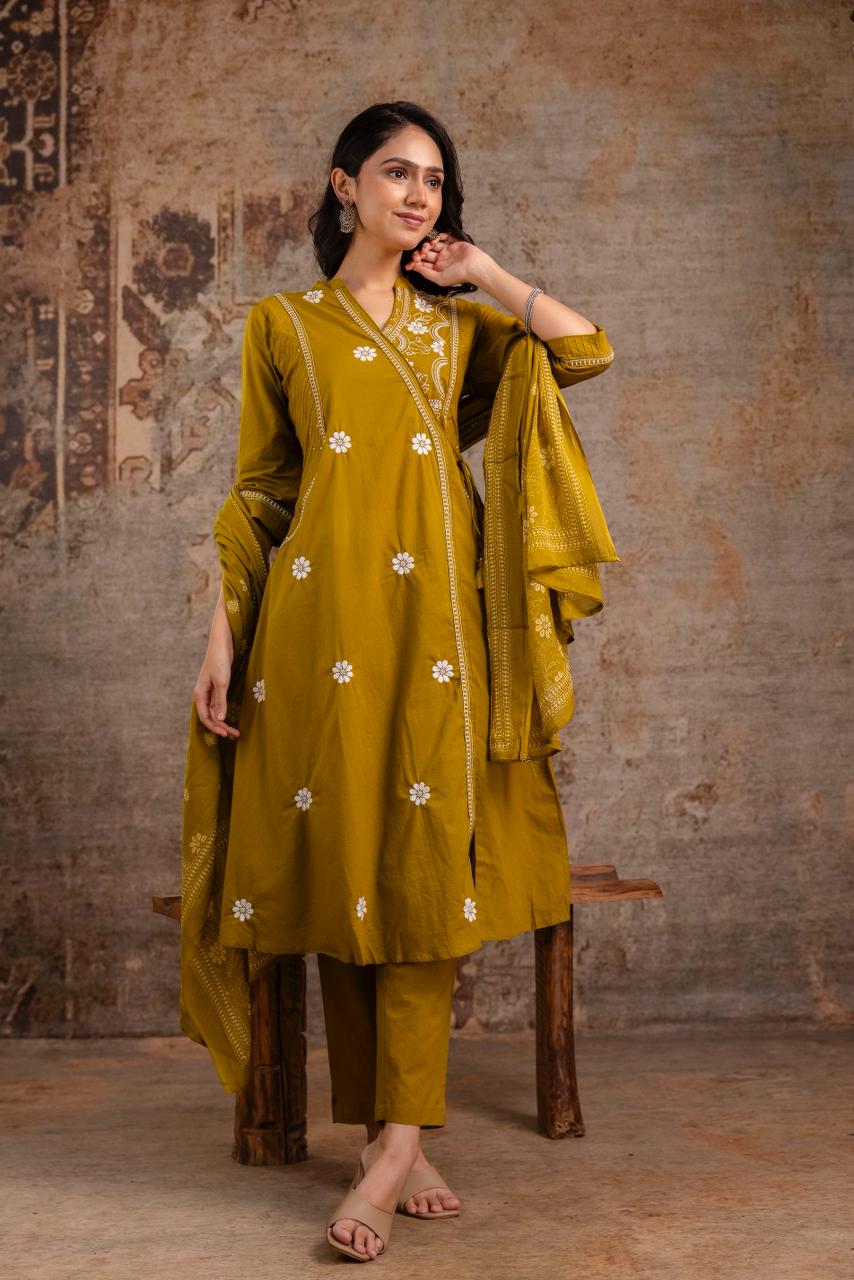 A-Line Designer 3 Piece Cotton 60-60 Suit Set (Sizes 38–46)-1