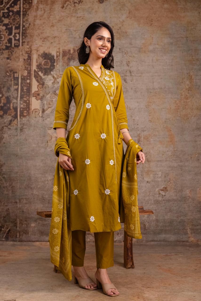 A-Line Designer 3 Piece Cotton 60-60 Suit Set (Sizes 38–46)-1