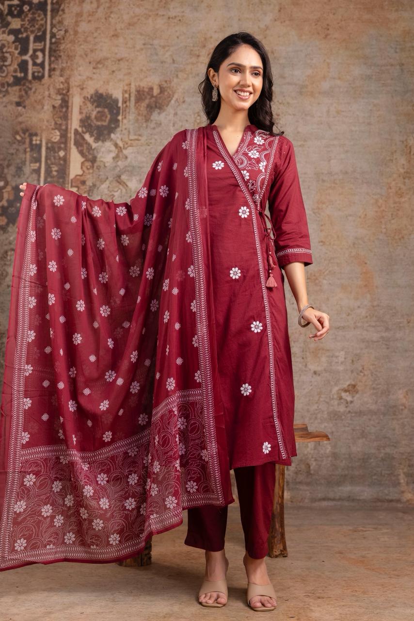 A-Line Designer 3 Piece Cotton 60-60 Suit Set (Sizes 38–46)-1