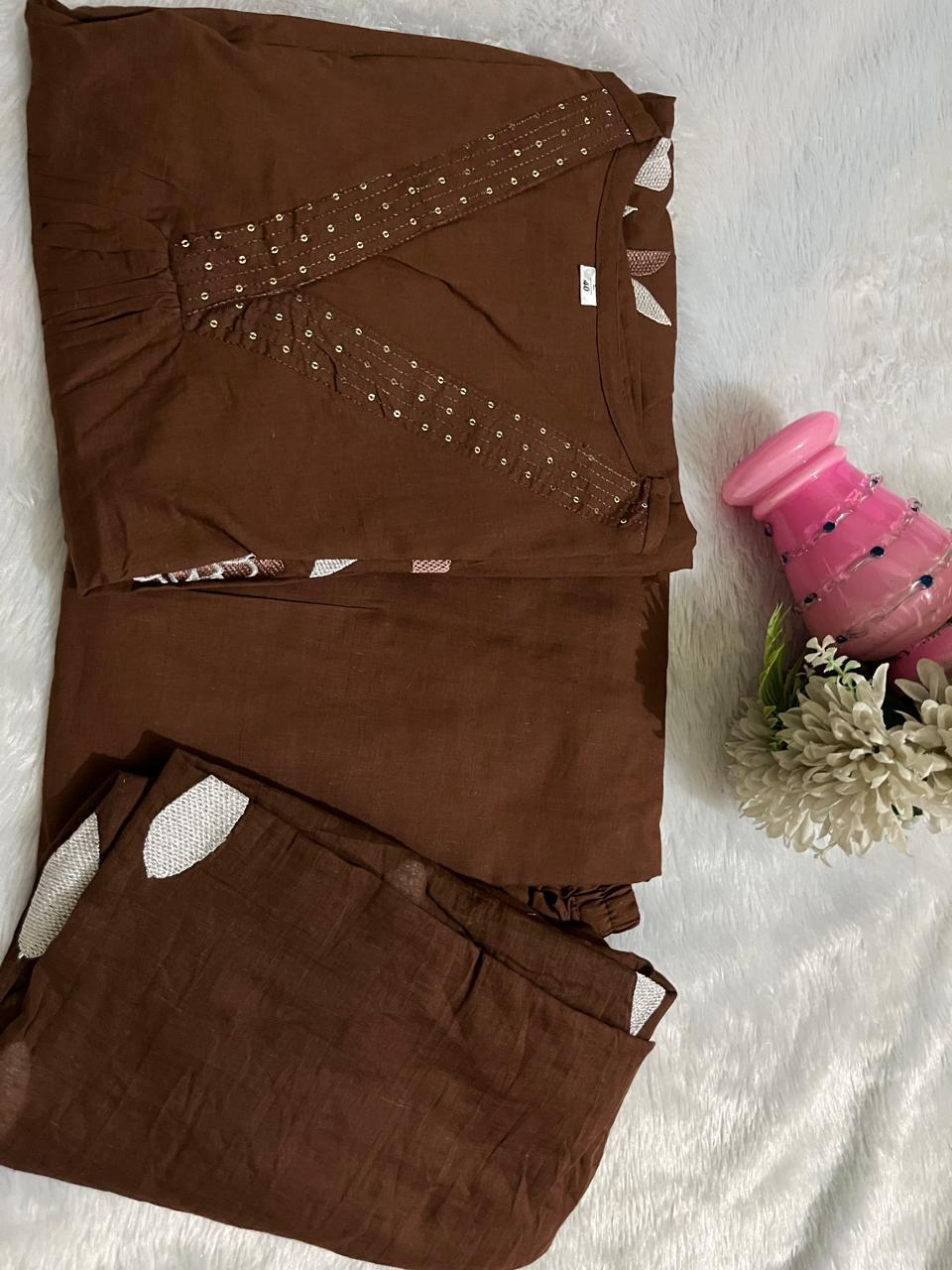 Premium Pure Cotton Embroidered Kurti Pant Dupatta Set – Everyday Elegance Collection