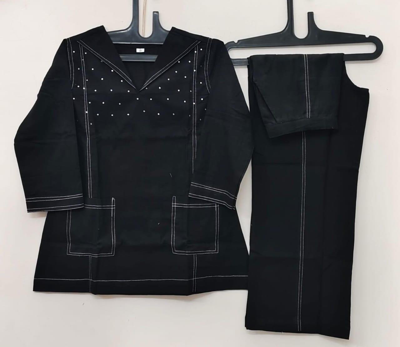 Premium Cotton Slub Handwork Co-Ord Kurti Pant Set