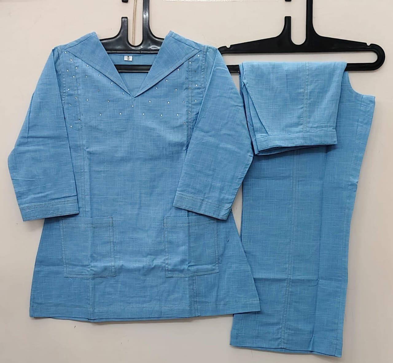 Premium Cotton Slub Handwork Co-Ord Kurti Pant Set