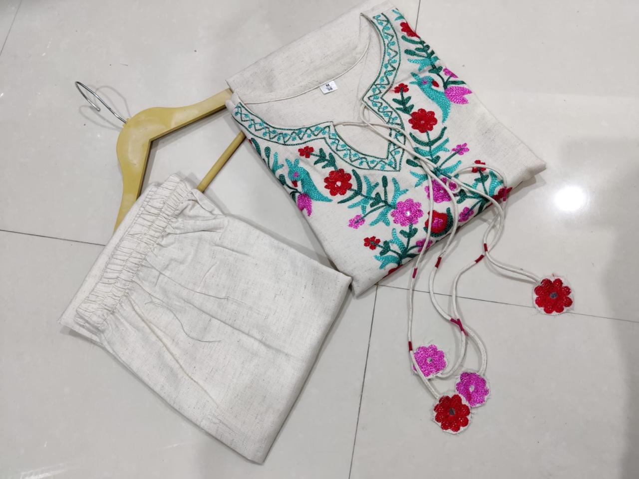 Wardrobe Essential Aari Embroidered Kurti–Palazzo Set