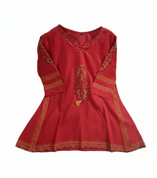 Premium Fine Cotton Handwork Kurti Pant Set with 100-100 Cotton Dupatta”