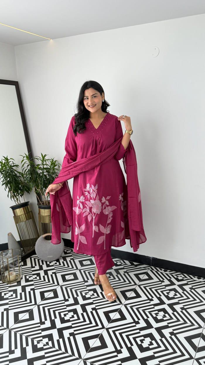 Comfort Fit Pure Cotton Embroidery Suit Set for Daily & Festive Wear