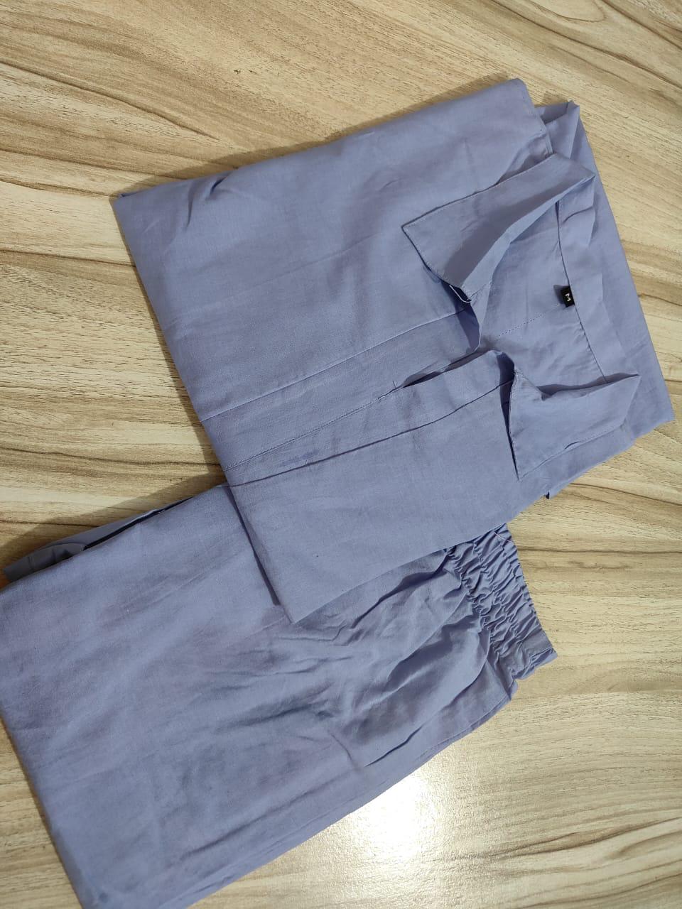 Parsi Embroidery Premium Cotton 60-60 Co-ord Set – Pastel Blue Designer Collection