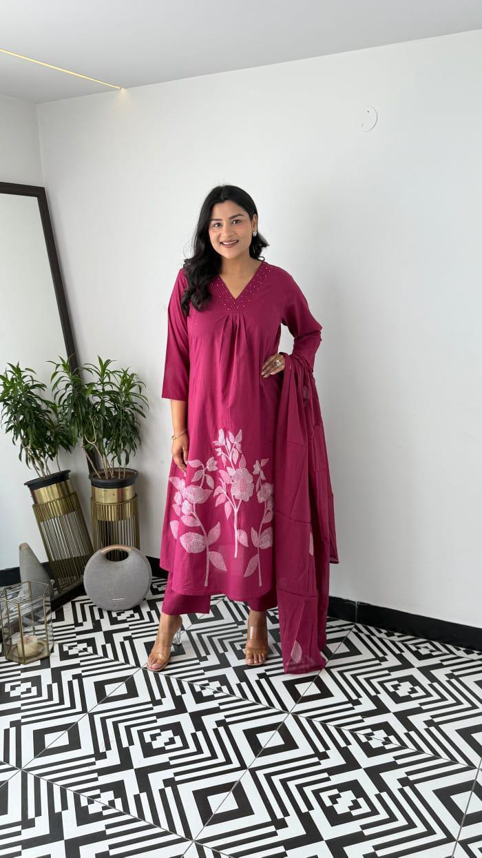 Comfort Fit Pure Cotton Embroidery Suit Set for Daily & Festive Wear