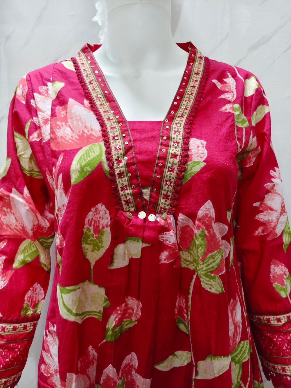 Premium Heavy Cotton Printed 3-Piece Set with Plazzo & Malmal Dupatta – Super Selling Collection