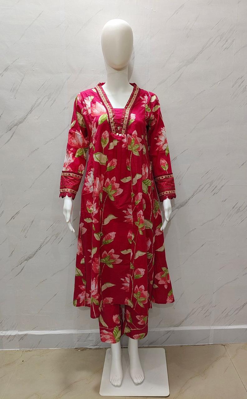 Premium Heavy Cotton Printed 3-Piece Set with Plazzo & Malmal Dupatta – Super Selling Collection
