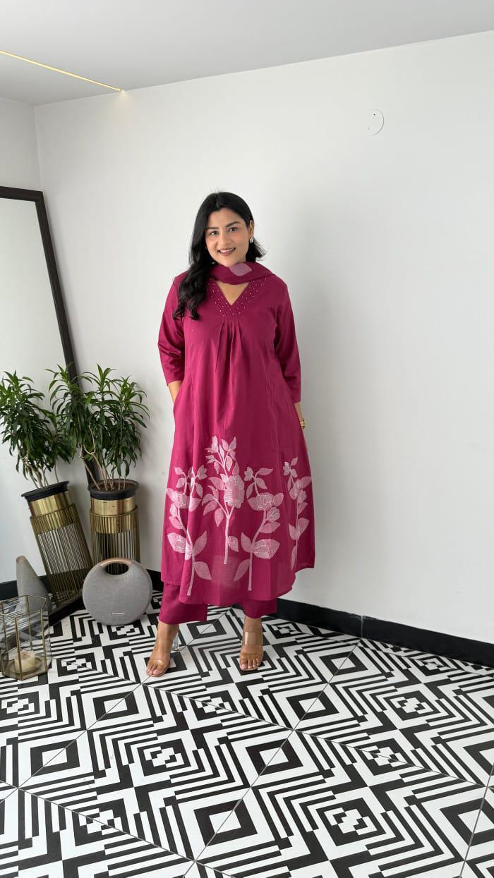 Comfort Fit Pure Cotton Embroidery Suit Set for Daily & Festive Wear