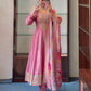 Priya Festival Special Banana Silk Anarkali Set with Banarasi Dupatta & Golden Zari Work