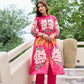 Premium Printed A-Line Kurti & Pant Set – Contemporary Floral Fusion Design