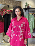Embroidered Casual Shirt-Style Kurti with Straight Pants – Elegant Everyday Set