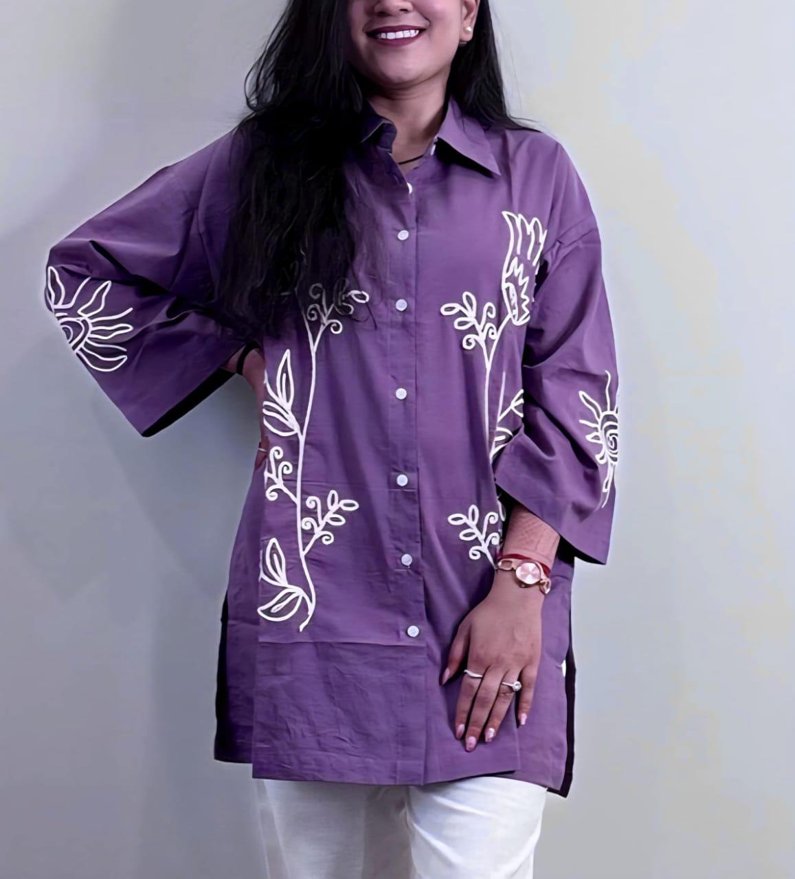 Embroidered Casual Shirt-Style Kurti with Straight Pants – Elegant Everyday Set