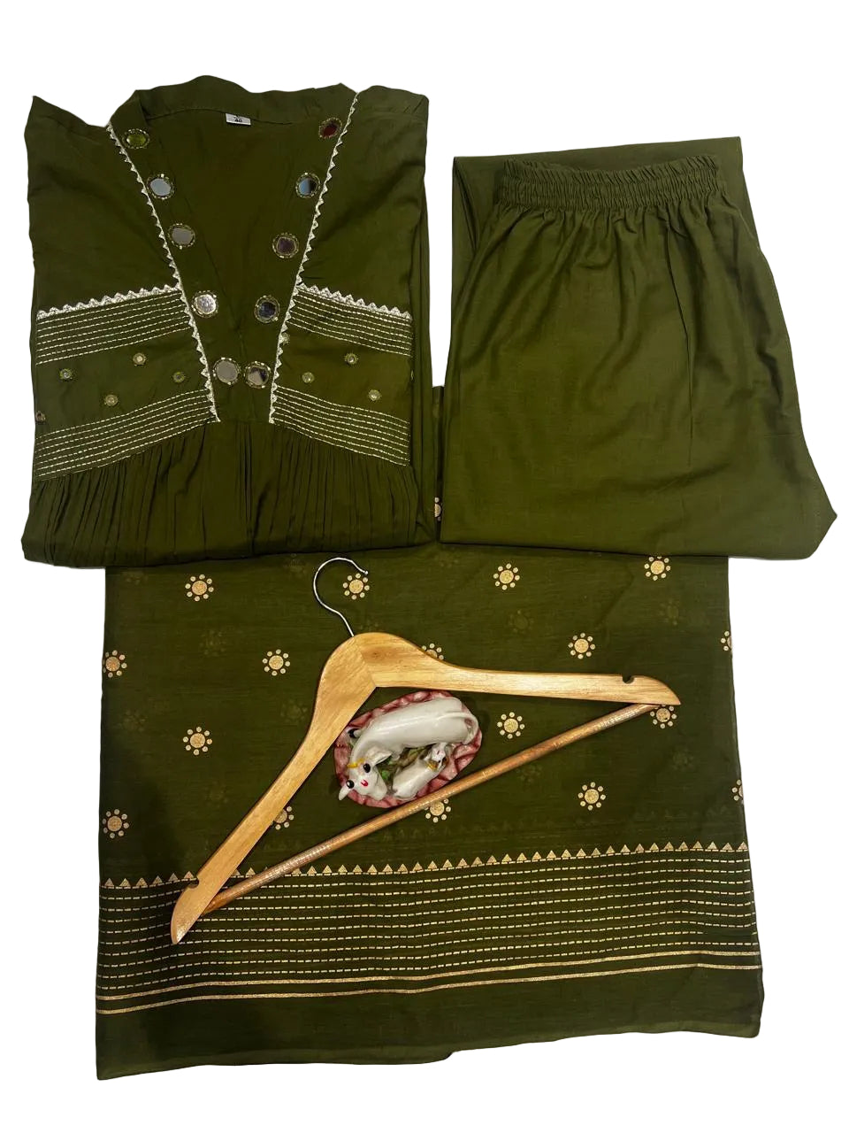 Wedding Special Original Mirror Work Anarkali Kurta Pant Dupatta Set Premium 60-60 Cotton