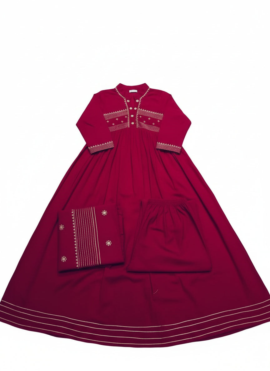 Wedding Special Original Mirror Work Anarkali Kurta Pant Dupatta Set Premium 60-60 Cotton