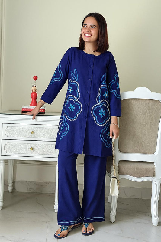 Premium Cotton Aari Work Kurti–Palazzo Co-ord Set | Summer Special Collection