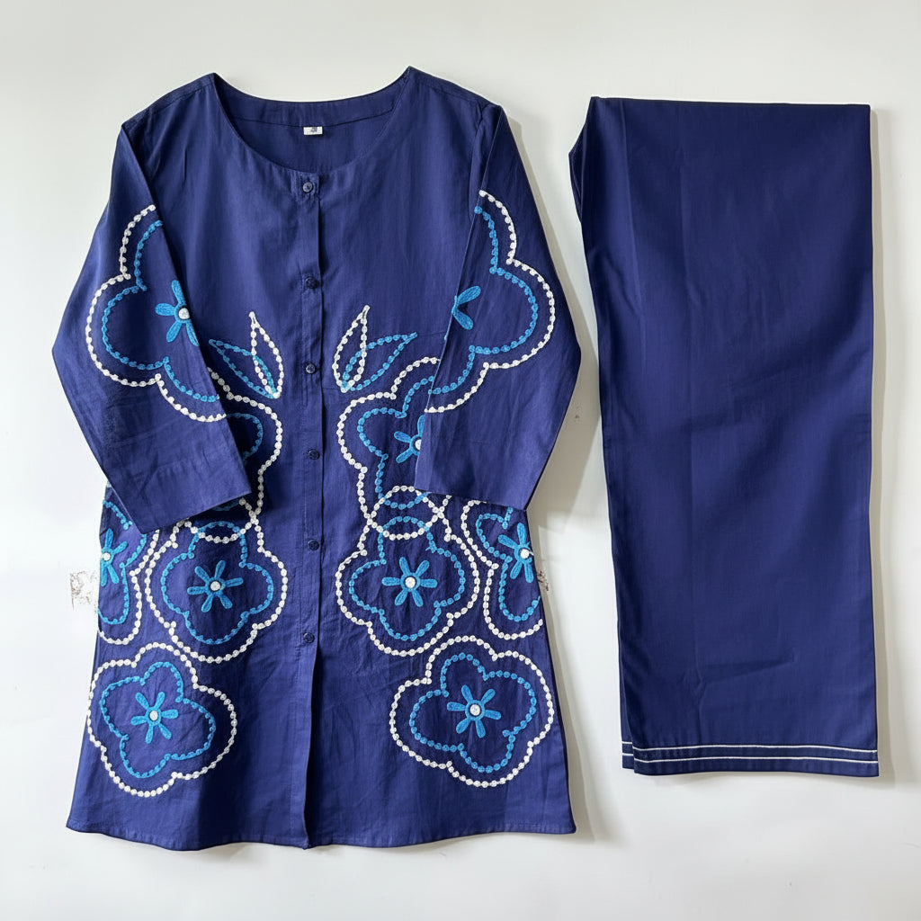 Premium Cotton Aari Work Kurti–Palazzo Co-ord Set | Summer Special Collection