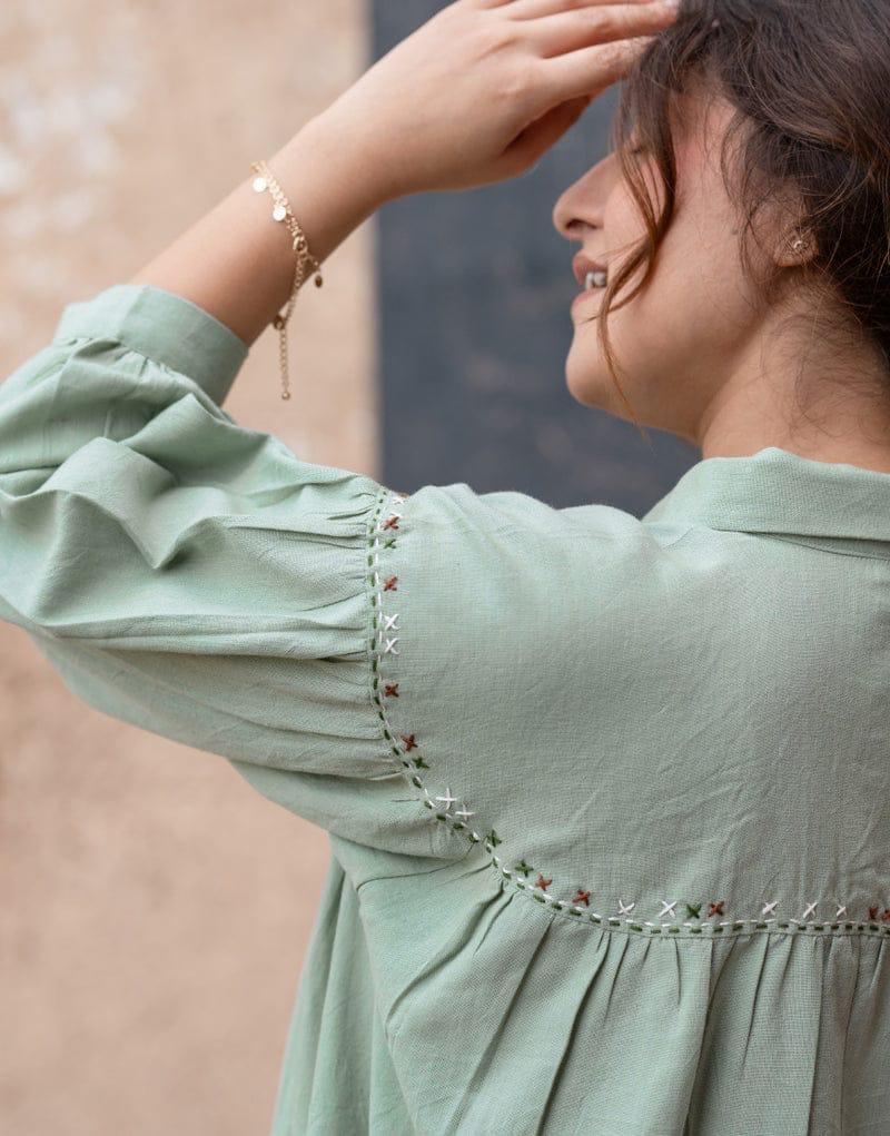 Bold Shade Pure Cotton Collar Co-Ord Set for Women (Loose Fit, With Pockets)