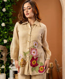 Winter Special Premium Cotton Flax Embroidered Co-Ord Set