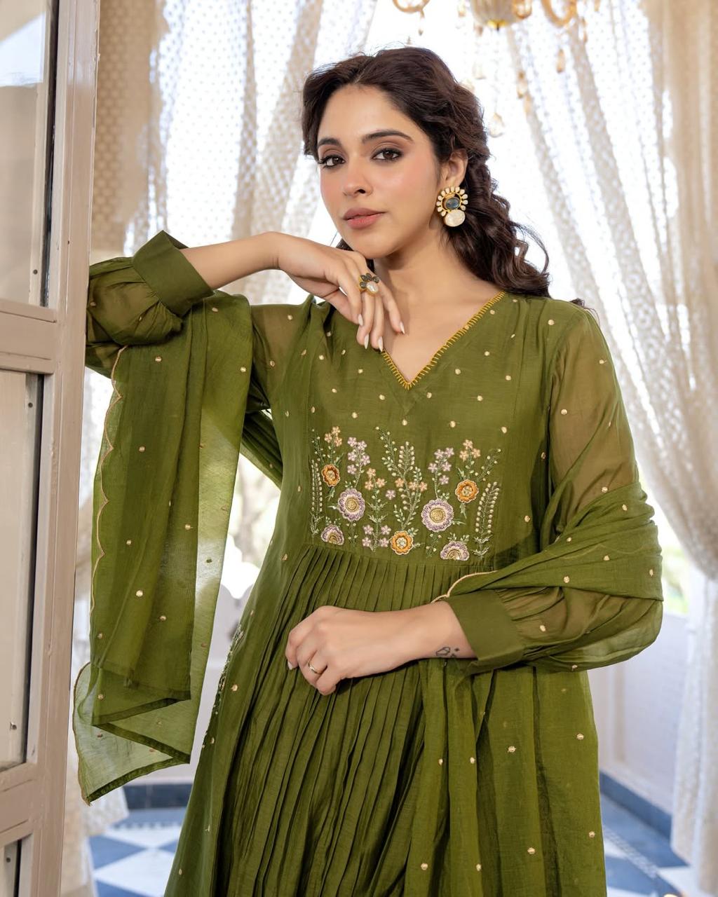 Designer Heavy Embroidery Cotton with pocket Suit Set for Festive & Daily Wear for Woman