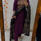 Exquisite Embroidered Cotton Kurta Pant Dupatta Set with Printed Dupatta