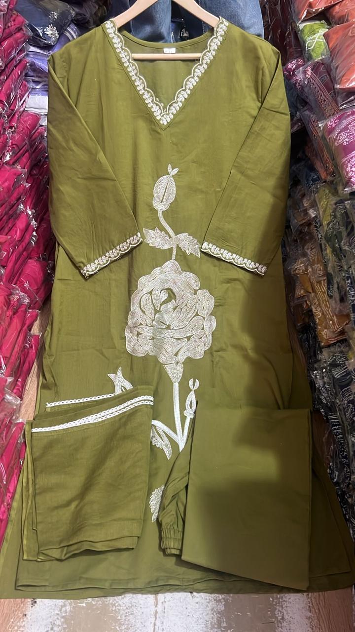 Festive Anarkali Cotton Gown Set with Heavy Embroidery & Malmal Dupatta