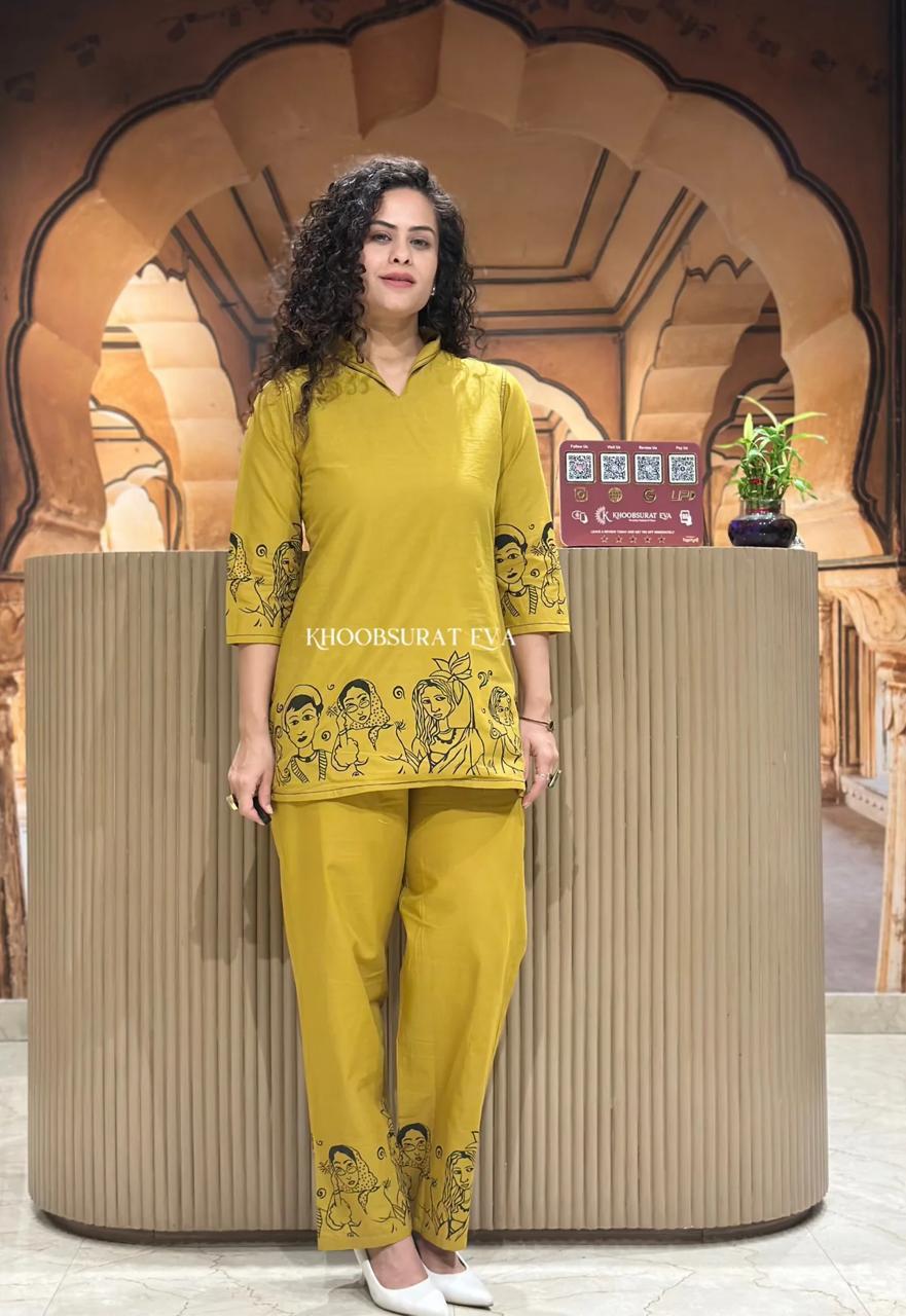 Terracotta Line Art Tunic Co-ord Set FOR WOMAN